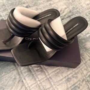 French Connection - Black Leather Heeled Sandals - size US 9.5 - BNIB